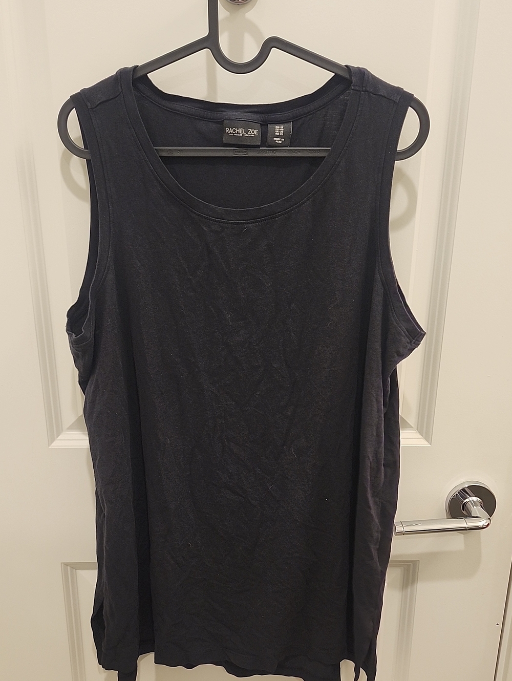 Rachel Zoe Black Scoop Neck Tank Top Womens 1X Cotton Modal Blend